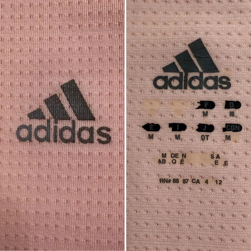 Adidas Pink V-Neck Performance Active Top Moisture-Wicking Gym Tee Medium - Picture 6 of 9